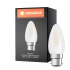 Ledvance Classic Performance LED Bulb B22d Candle Filament Frosted 4W 470lm - 827 Extra Warm White | Replaces 40W